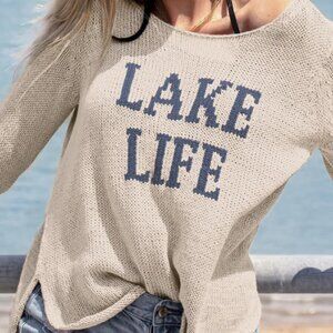 Wooden Ships Lake Life Sweater S/M – Lightweight Cotton Knit Pullover